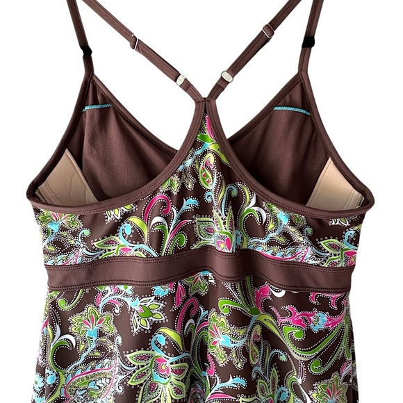 ATHLETA | SHOREBREAK SWIM DRESS LIKE NEW BROWN & PINK PAISLEY | LARGE - Picture 8 of 11